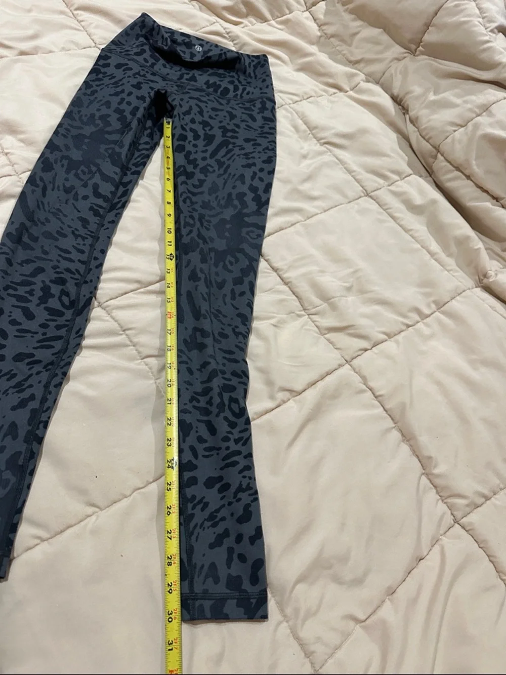 lululemon Black Charcoal Leopard Print Leggings see pics for measurements - Picture 2 of 3